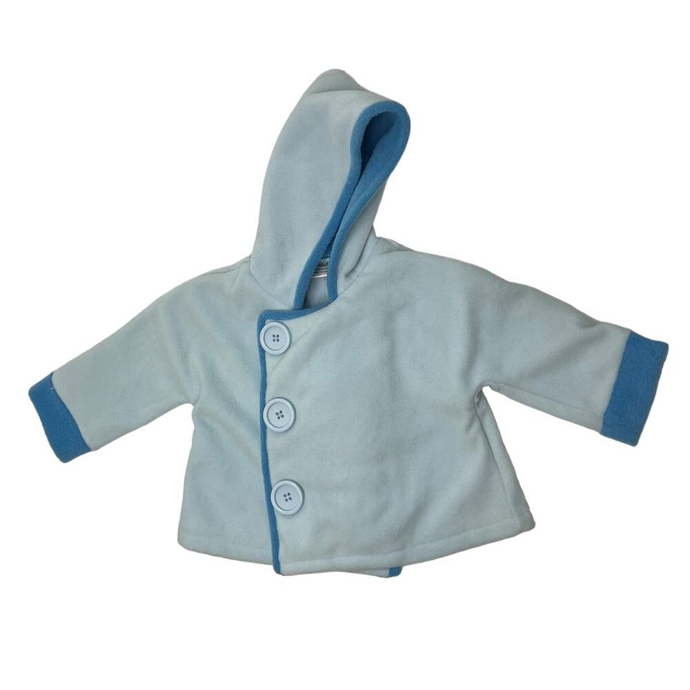MUDPIE Baby Blue Velcro Fleece Jacket SZ 0-6 Months